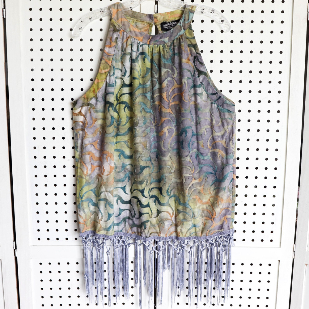 Oliver by Escio Womens SIZE XL Purple Fringe Sleeveless Top